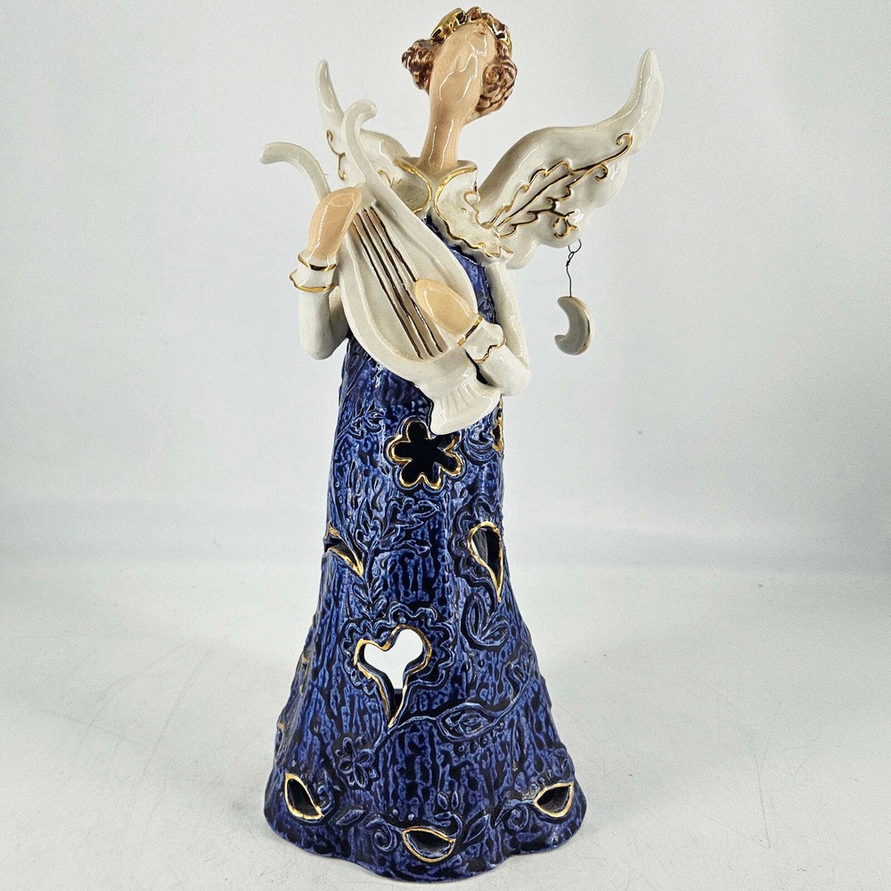 Tall ceramic night sky angel moon shooting star Tea Light Votive holder